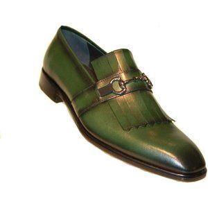 NEW Corrente Mens 4651 Kiltie Buckle Loafer - Green 8 42